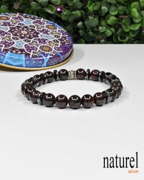 Garnet (lal) Hematit Doğal Taş  8mm Bileklik