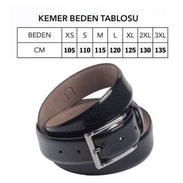 Gerçek Deri Rugan Klasik Kemer 105-135 cm 370 / RS1006 Siyah (İzometrik)